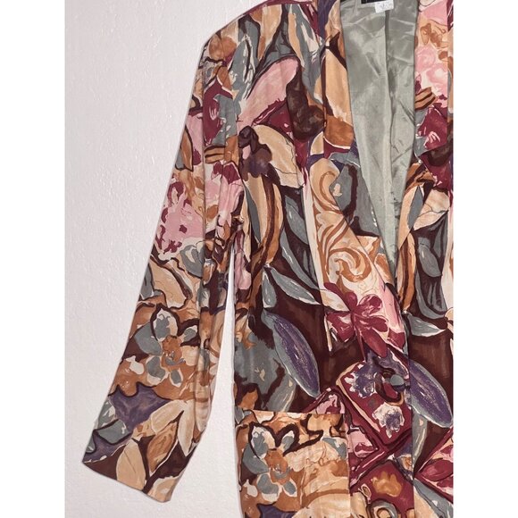 VTG Barrie Stephens 8 Women Abstract Floral Blazer Jacket Multicolor Rayon Lined - Picture 7 of 16